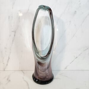 Hand Blown Art Glass Basket Vase Murano Style